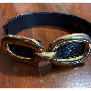 Alexis Kirk adjustable, snake skin belt, navy blue, 1980s
